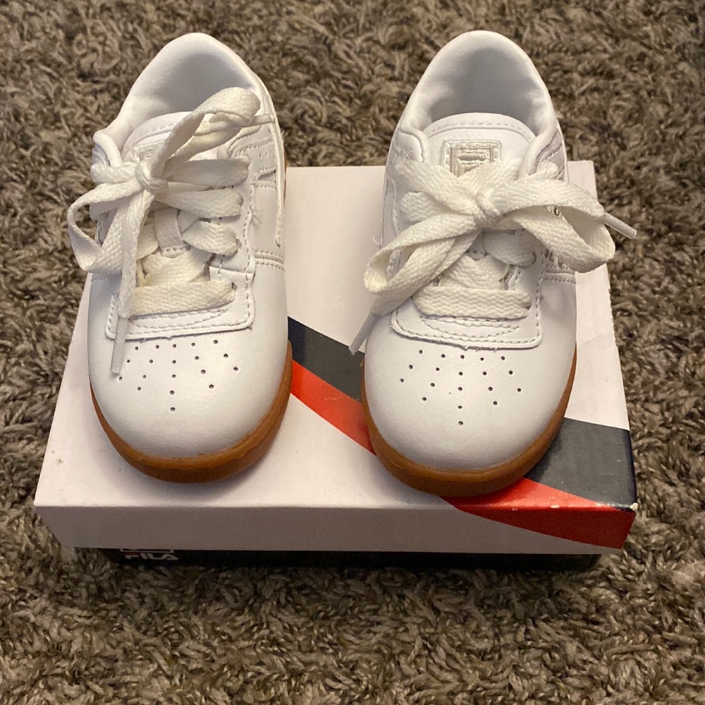 Kids white fila sneakers
